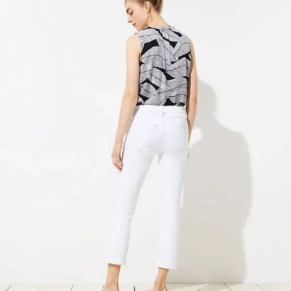 LOFT White Skinny Crop Jeans with Stretch - Picture 2 of 8